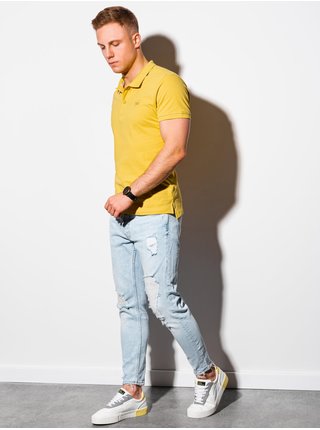 Žluté pánské basic polo tričko Ombre Clothing 