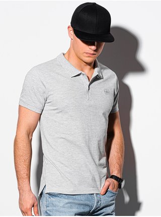 Světle šedé pánské basic polo tričko Ombre Clothing S1374