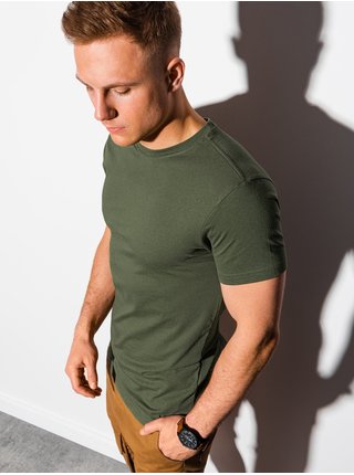 Khaki pánské basic tričko Ombre Clothing S1370