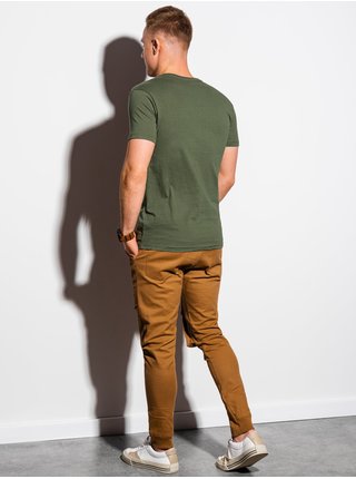 Khaki pánské basic tričko Ombre Clothing S1370 basic basic