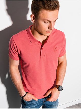 Korálové pánské basic polo tričko Ombre Clothing 