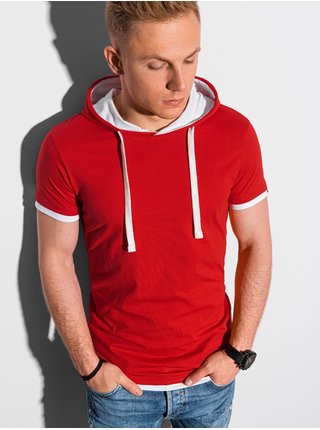 Pánské tričko s kapucí S1376 - červená
