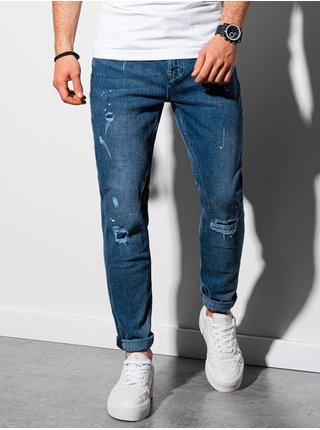 Modré pánské straight fit džíny Ombre Clothing P935