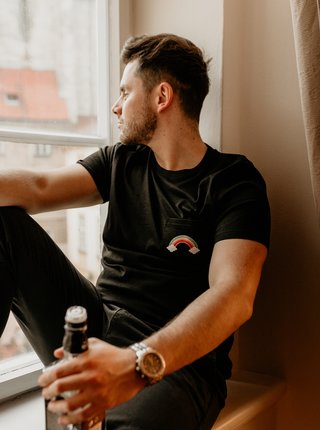 Černé pánské tričko ZOOT Original Piju jako duha