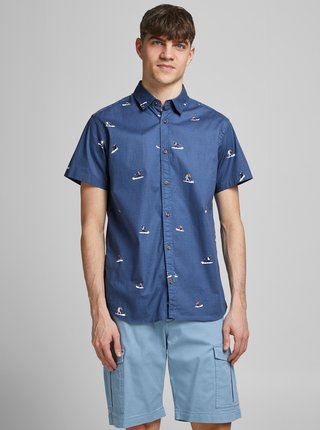 Modrá vzorovaná košeľa Jack & Jones Playa