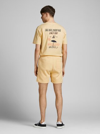 Žluté tričko s potiskem na zádech Jack & Jones Vibes