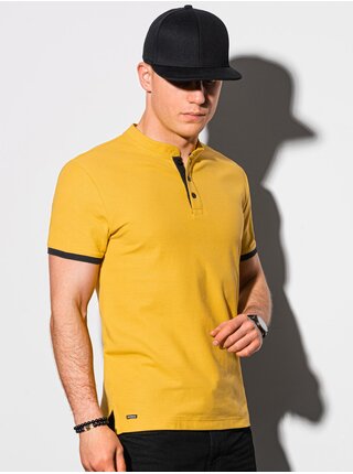 Žlutá pánská polokošile bez potisku Ombre Clothing S1381