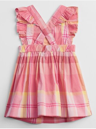 Růžové holčičí baby šaty plaid dress