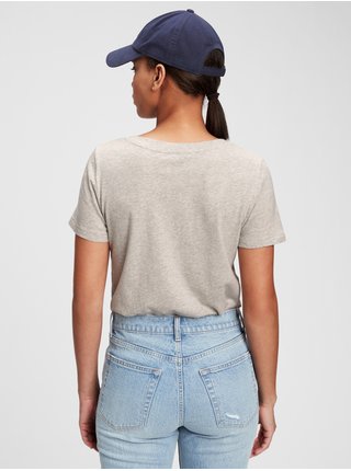 Šedé dámské tričko 100% organic cotton vintage v-neck t-shirt