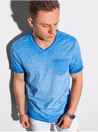 Modré pánské žíhané basic tričko Ombre Clothing S1388