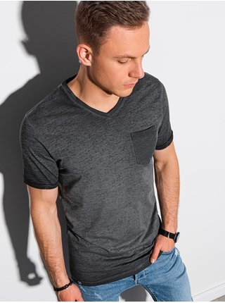 Čierne pánske tričko bez potlače Ombre Clothing S1388