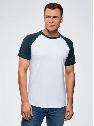 Tričko bavlnené s kontrastnými raglánovými rukávmi OODJI