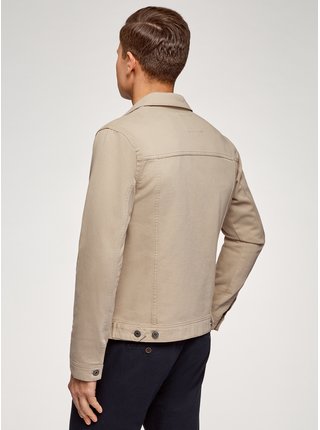 Béžová pánská džínová bunda s knoflíky OODJI