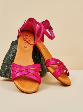 Fialové dámské kožené sandály OJJU