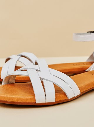 Bílé dámské kožené sandály OJJU