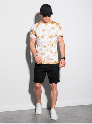 Béžové pánské batikované tričko Ombre Clothing S1373