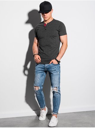 Černé pánské tričko bez potisku Ombre Clothing S1390