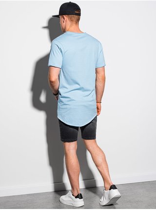 Světle modré pánské basic tričko s kapsou Ombre Clothing S1378 