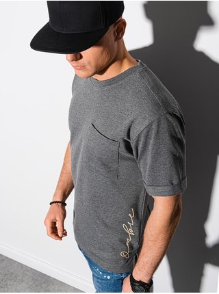 Šedé pánské tričko s kapsou Ombre Clothing S1371