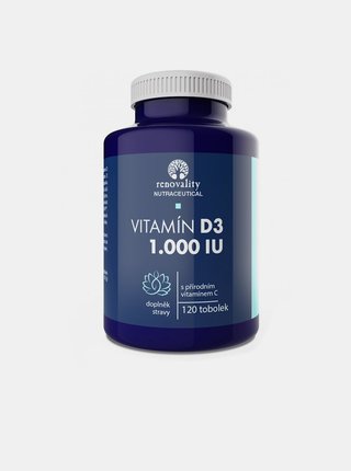 Doplněk stravy: Vitamín D3 obohacený přírodním vitamínem C RENOVALITY (120 tobolek)