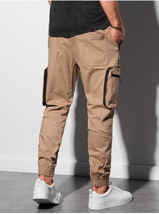 Béžové pánské kalhoty s kapsami Ombre Clothing P960