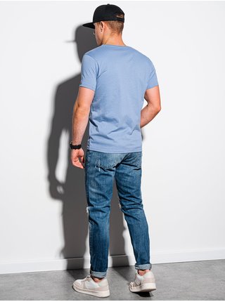 Modré pánské tričko bez potisku Ombre Clothing S1369  basic