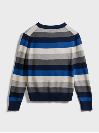 Modrý klučičí dětský svetr GAP Logo stripe crewneck sweater