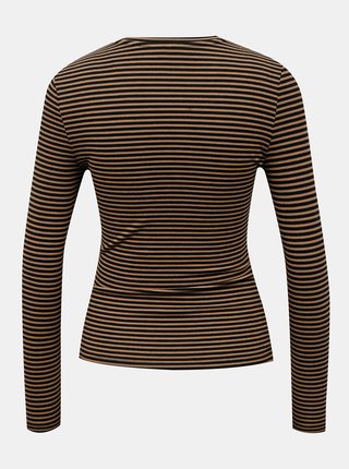 Čierno-hnedé dámske pruhované tričko ONLY-Zigga