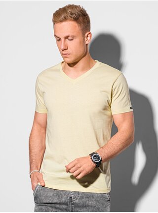 Krémové pánské basic tričko Ombre Clothing 