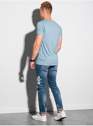 Světle modré pánské basic tričko Ombre Clothing S1370 
