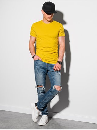 Žluté pánské basic tričko Ombre Clothing 