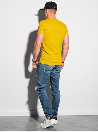 Žluté pánské basic tričko Ombre Clothing S1370