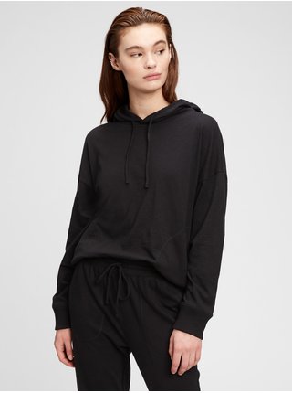 Černý dámský pyžamový top slub jersey hoodie GAP