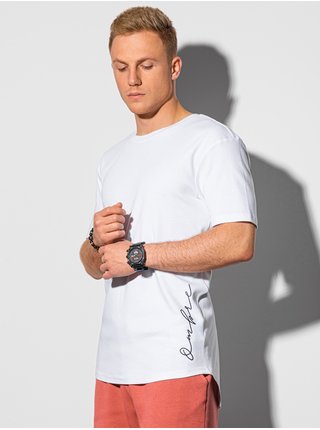 Bílé pánské tričko s nápisem Ombre Clothing S1387