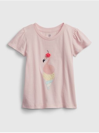 Růžové holčičí dětské tričko ruffle graphic tank GAP