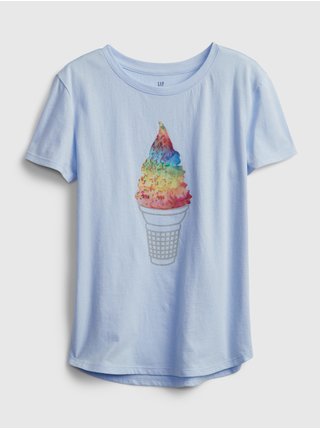 Modré holčičí dětské tričko interactive graphic t-shirt GAP