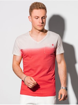Bílo-červené pánské tričko Ombre Clothing S1380 