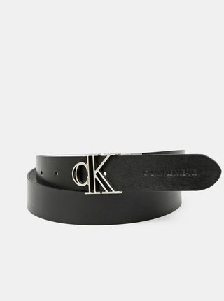 Bílo-černý dámský kožený oboustranný pásek Calvin Klein