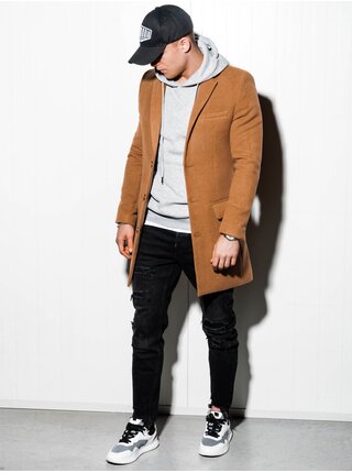 Hnědý pánský kabát Ombre Clothing C432