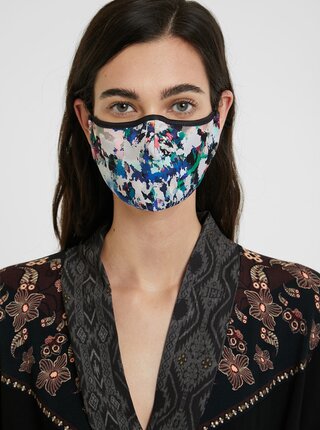 Černo-modrá dámská vzorovaná oboustranná rouška Desigual Mask Aquarelle