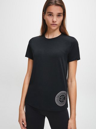 Čierne dámske tričko s potlačou Calvin Klein
