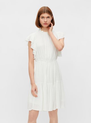 Bílé vzorované šaty s volánky Pieces Liz