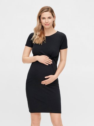 Čierne tehotenské púzdrové basic šaty Mama.licious Sia