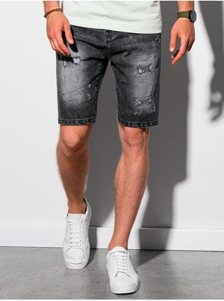 Černé pánské džínové kraťasy s vyšisovaným efektem Ombre Clothing W306