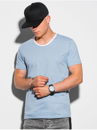 Bílo-modré pánské tričko s kontrastním lemem S1385