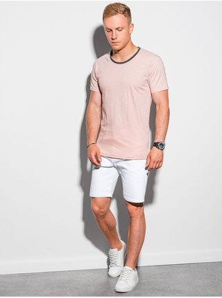 Růžové pánské basic tričko Ombre Clothing