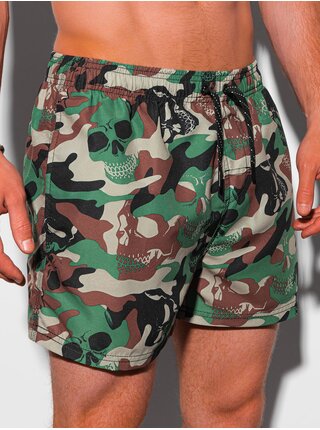 Hnědo-zelené pánské maskáčové plavky Ombre Clothing W318 