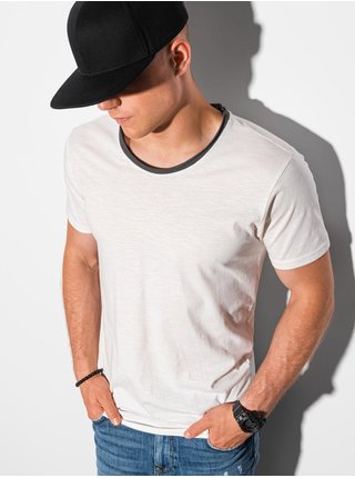 Bílé pánské tričko s kontrastním lemem S1385 