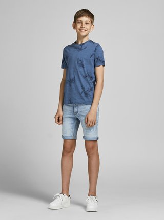Modré chlapčenské vzorované tričko Jack & Jones Cali