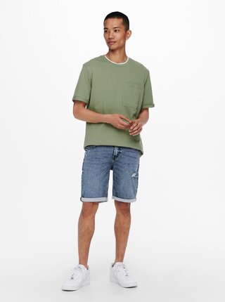 Zelené volné basic tričko ONLY & SONS Gavin